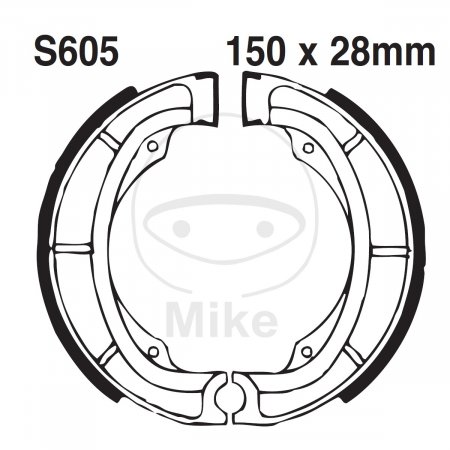 Brake shoe set EBC S605G grooved includings springs