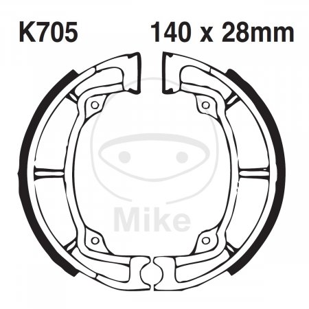 Brake shoe set EBC K705G grooved includings springs