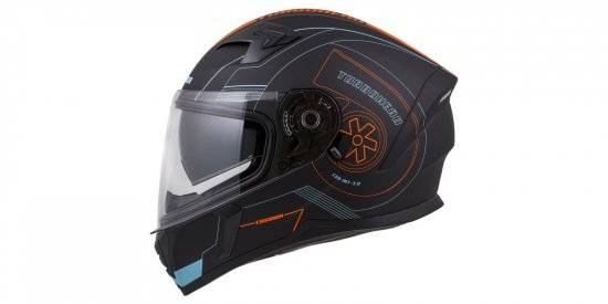 Full face helmet CASSIDA INTEGRAL 3.0 TURBOHEAD black matt/ orange/ blue (gulf style) M