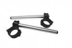 Aluminium-forged clip-ons ACCOSSATO with metal clamp composed of 2 half-rings 10 degrees inclination, silver