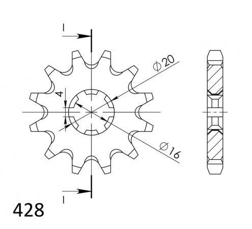 Front sprocket SUPERSPROX CST-1263:12 12T, 428