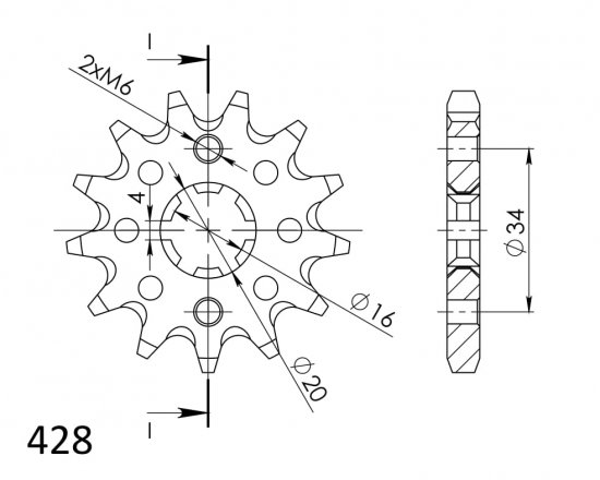 Front sprocket SUPERSPROX CST-1263:14 14T, 428