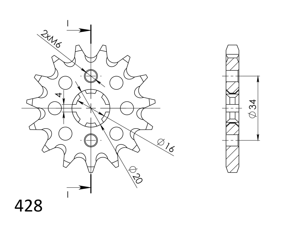 Front sprocket SUPERSPROX CST-1263:17 17T, 428