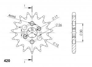 Front sprocket SUPERSPROX CST-252:15 15T, 420