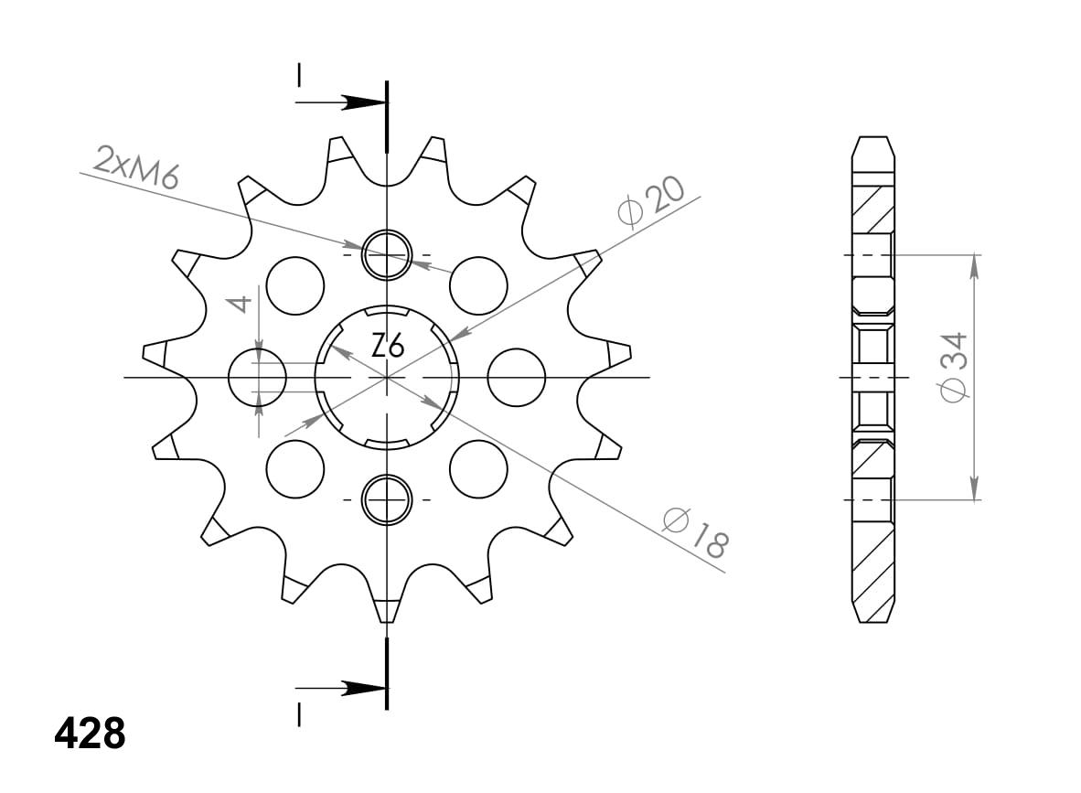 Front sprocket SUPERSPROX CST-259:15 15T, 428