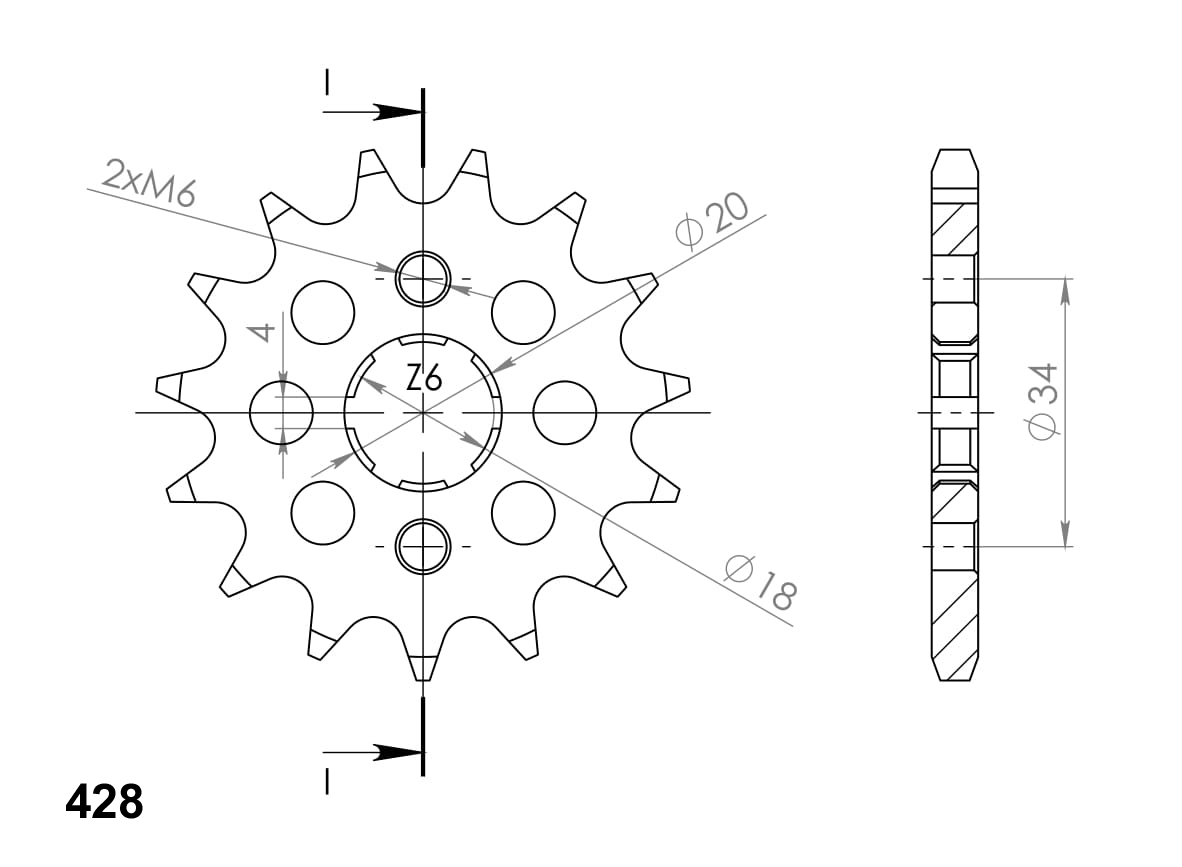 Front sprocket SUPERSPROX CST-259:17 17T, 428