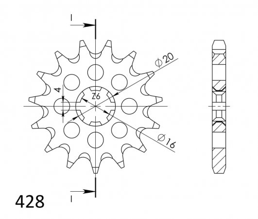 Front sprocket SUPERSPROX CST-416:14 14T, 428