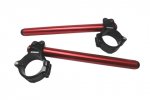 Aluminium-forged clip-ons ACCOSSATO with metal clamp composed of 2 half-rings 10 degrees inclination, red